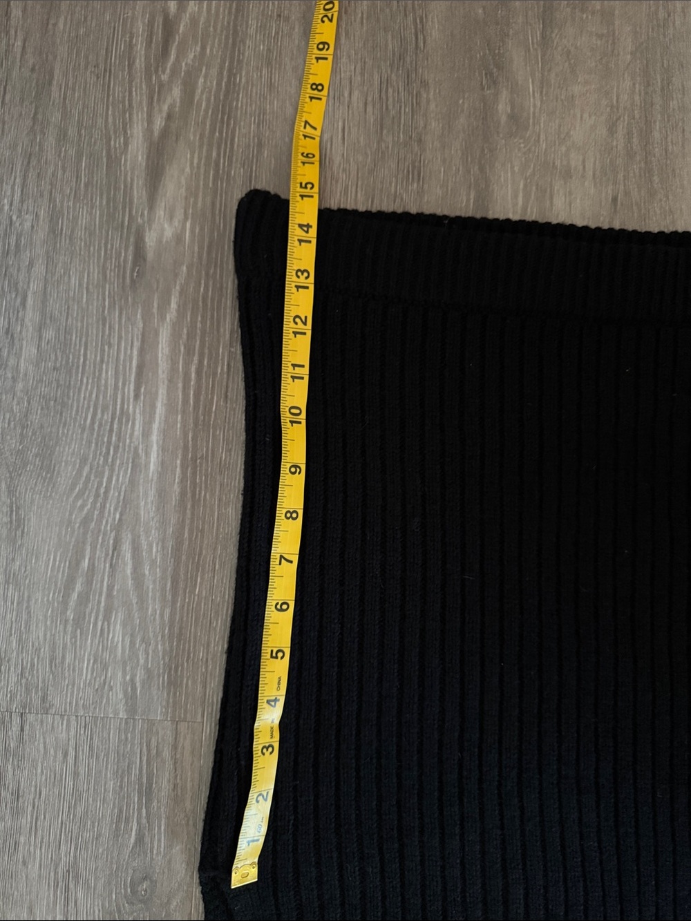 Weekday Black Ribbed Distressed Wool Knit Skirt with Side Slit - Picture 7 of 9